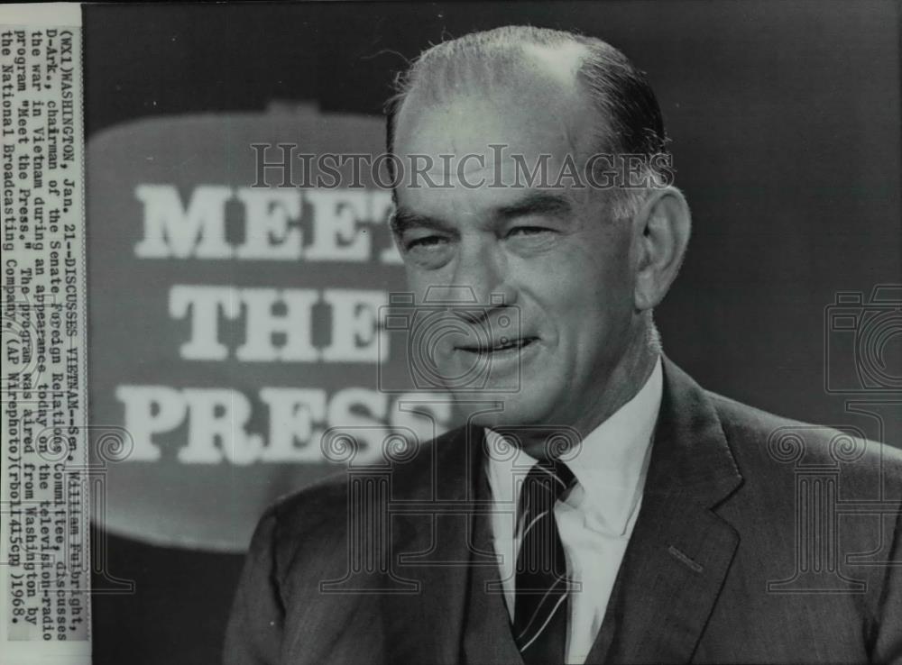 1968 Wire Photo William Fulbright talks Vietnam on &quot;Meet the Press.&quot; - spw01645 - Historic Images