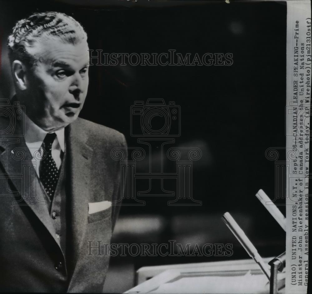 1960 Wire Photo PM John Diefenbaker at the United Nations General Assembly - Historic Images