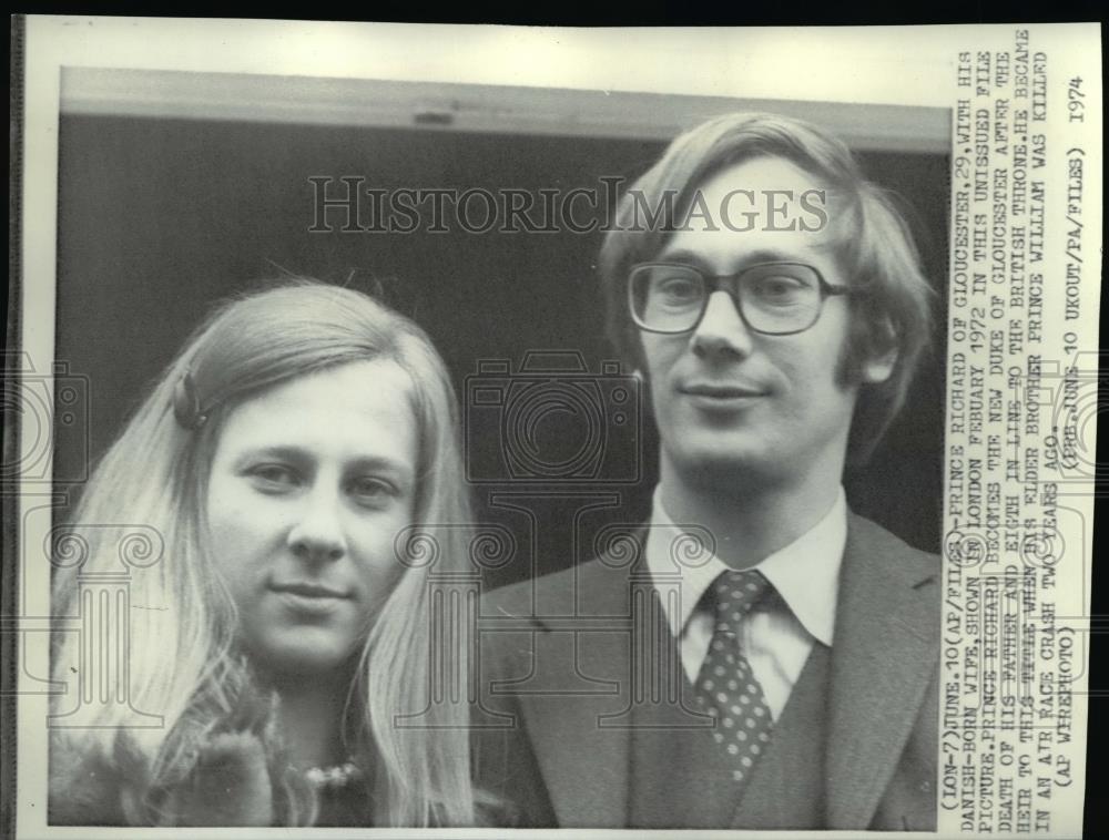 1974 Wire Photo Prince Richard of Gloucester with wife - spw01999 - Historic Images