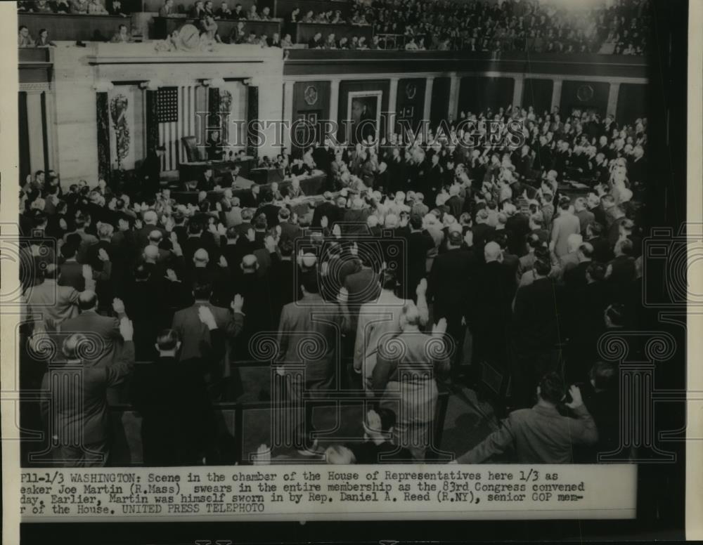 1953 Press Photo Scene at Chamber of House of Representatives swears in - Historic Images