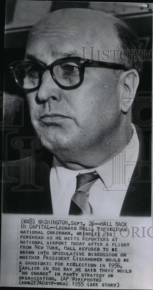 1955 Press Photo Republican National Chairman Leonard Hall - spw02437 - Historic Images