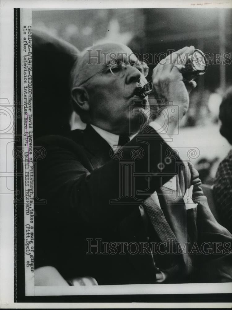1956 Press Photo Mayor David Lawrence of Pittsburgh after Television Interview - Historic Images