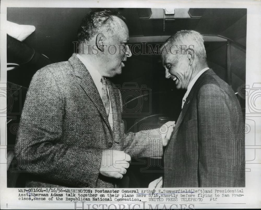 1956 Press Photo Arthur E.Summerfield Postmaster General and Sherman Adams - Historic Images