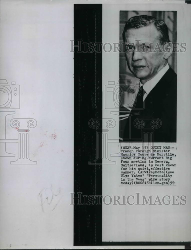 1959 Press Photo Maurice Couve de Murville during the Big Four meeting in Geneva - Historic Images