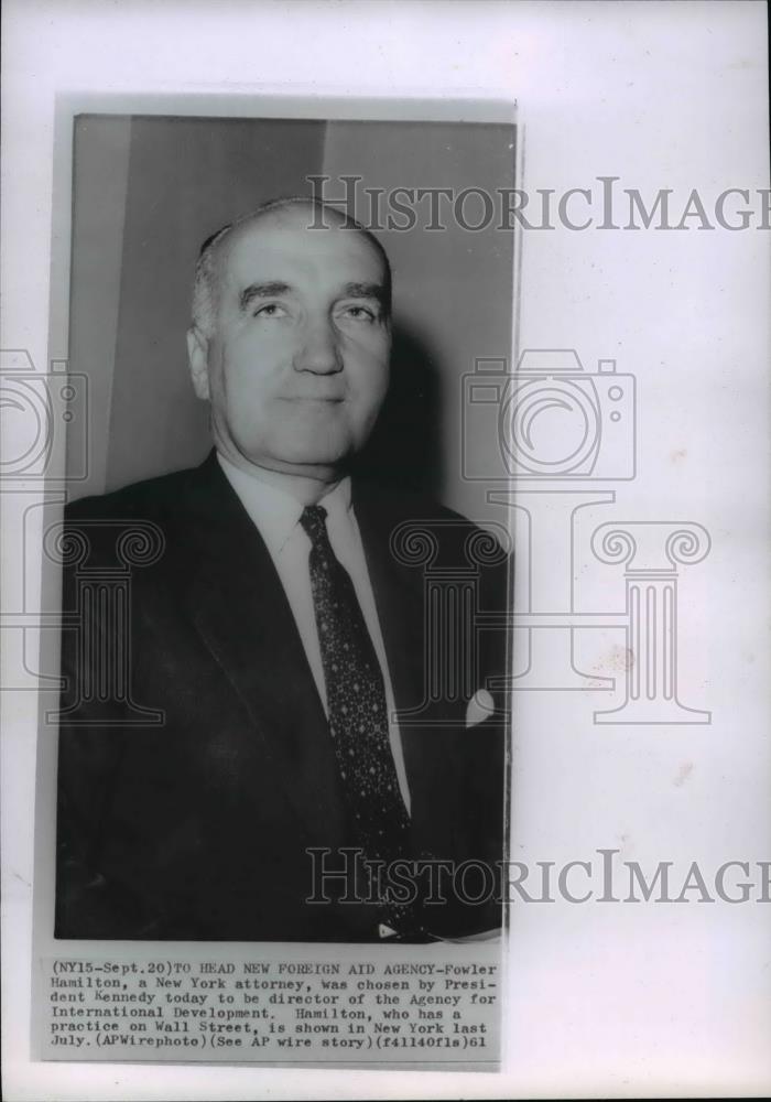 1961 Press Photo President Kennedy chooses Fowler Hamilton - spw02647 - Historic Images