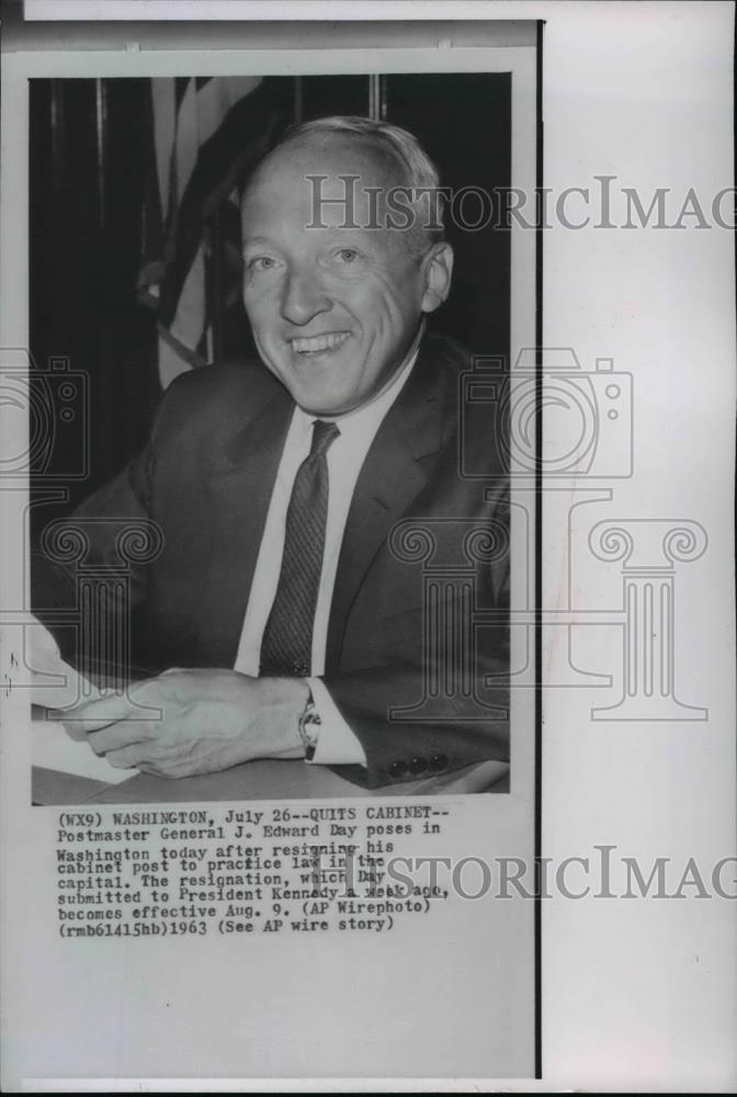 1963 Press Photo Postmaster General J. Edward Day - spw02798 - Historic Images