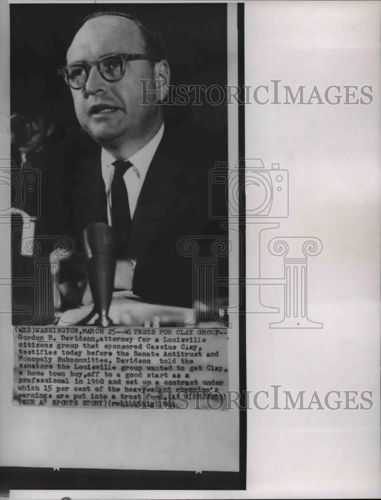 1964 Press Photo Attorney Gordon B. Davidson - spw02794 - Historic Images