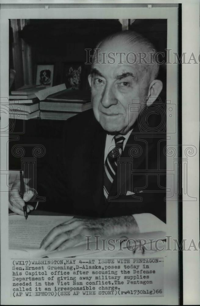 1966 Press Photo Senator Ernest Gruening of Alaska - spw02639 - Historic Images