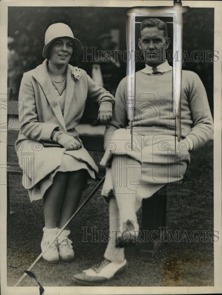 1928 Press Photo Harrison R. Johnston & Wife at National Amateur Golf Tournament - Historic Images