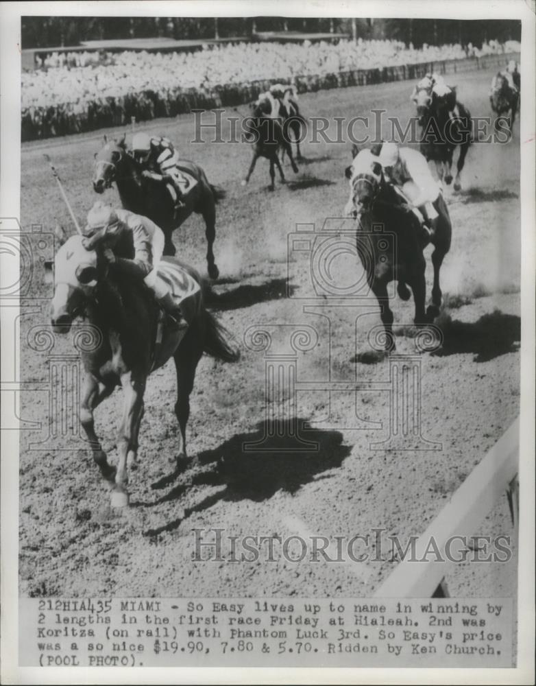 1954 Press Photo So Easy win in the first race at Hialeah Race, Miami - Historic Images