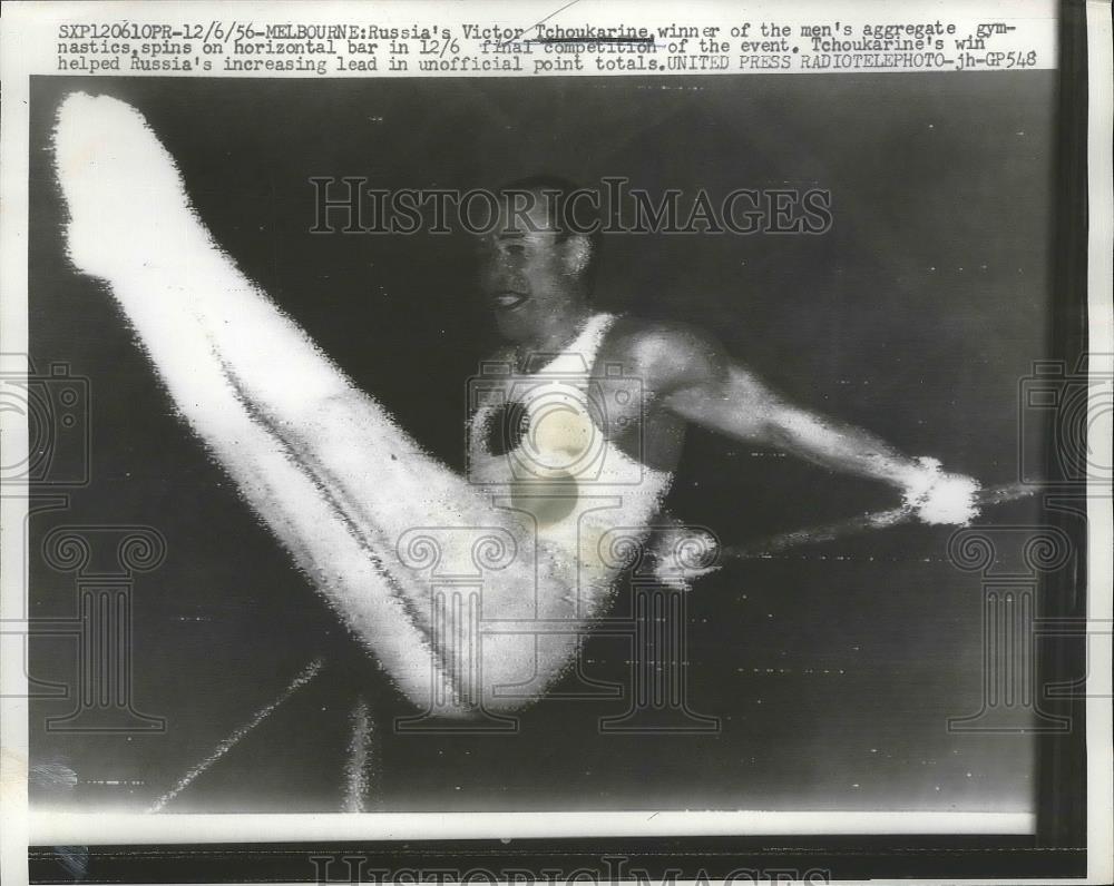 1956 Press Photo Russia&#39;s Victor Tchoukarine Wins Men&#39;s Gymnastics - nef63794 - Historic Images