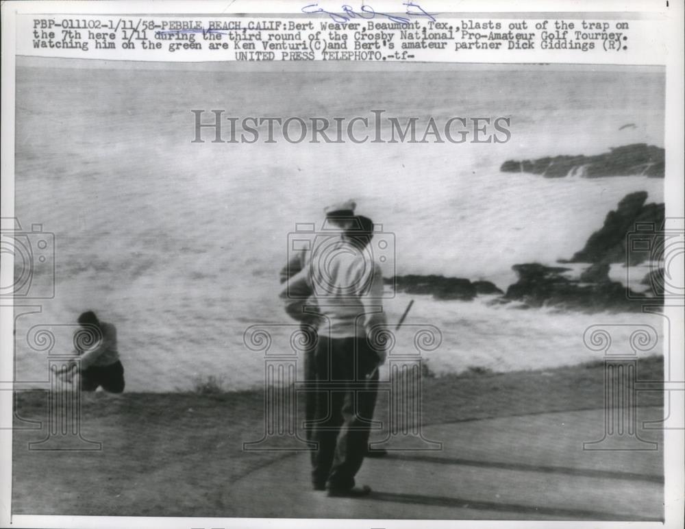 1958 Press Photo Bert Weaver  and Bert Weaver in Crosby Natl. Pro-Amateur Golf - Historic Images