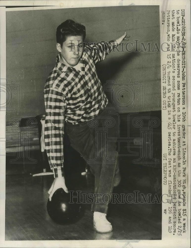 1961 Press Photo John Patterson Bowling, Detroit, Michigan - nef64004 - Historic Images