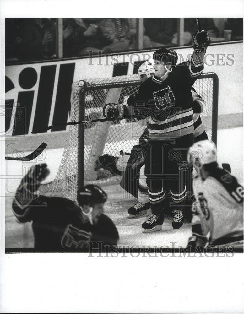 1996 Press Photo Jeff O&#39;Neil of Boston Bruins Hockey vs. Whalers - nef64271 - Historic Images