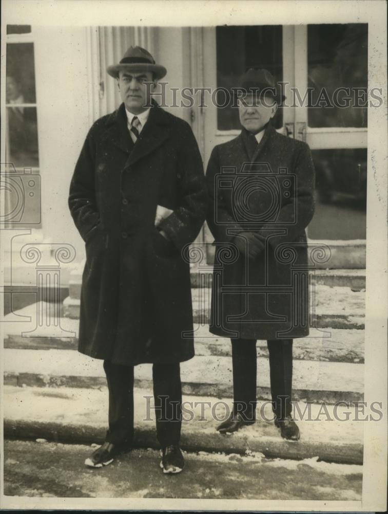 1928 Press Photo Hamilton Fish Jr Fred Britten Leave President Coolidge Meeting - Historic Images