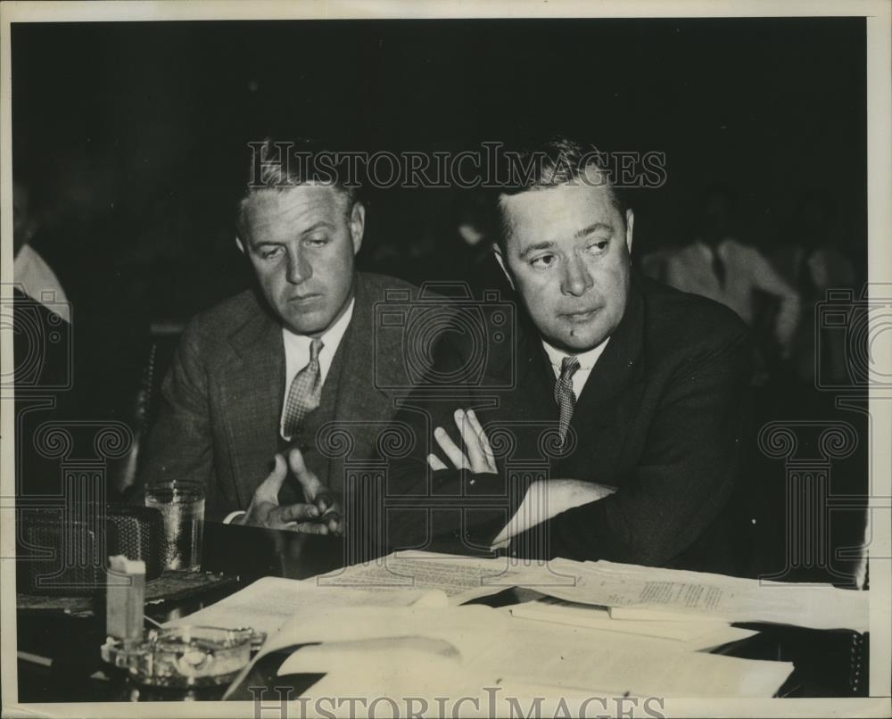 1934 Press Photo J.S. Allard, C.W. Webster testifying at Senate Munitions Probe - Historic Images