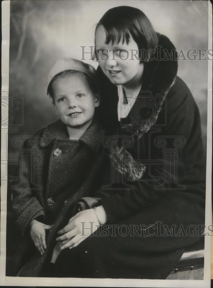 1934 Press Photo Orville &amp; Echo Sankey, Children of Kidnapper Verne Sankey - Historic Images