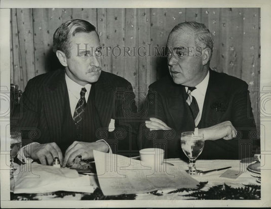 1937 Press Photo WW Aldrich, CM Chester at Associated Grocery Manufacturing Meet - Historic Images