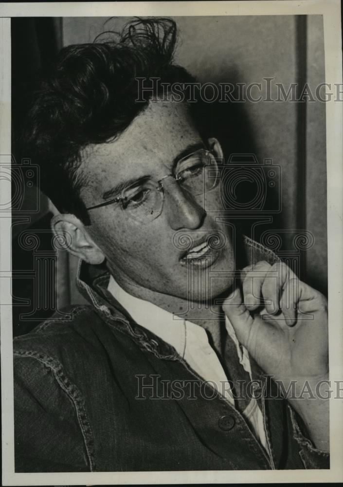 1938 Press Photo Jan Rubinr Jr. in jail after Swing Session at Band Leaders home - Historic Images