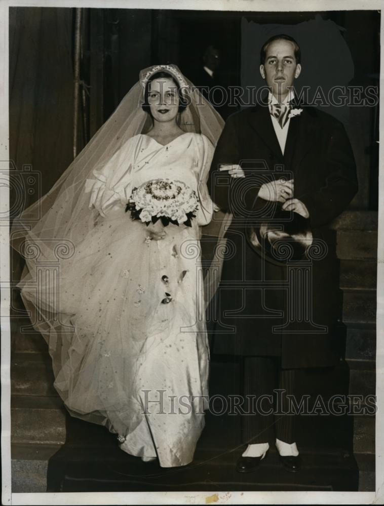 1934 Press Photo Wedding of Eleanor Gould, Ludlow Whitaker Stevens, New York - Historic Images