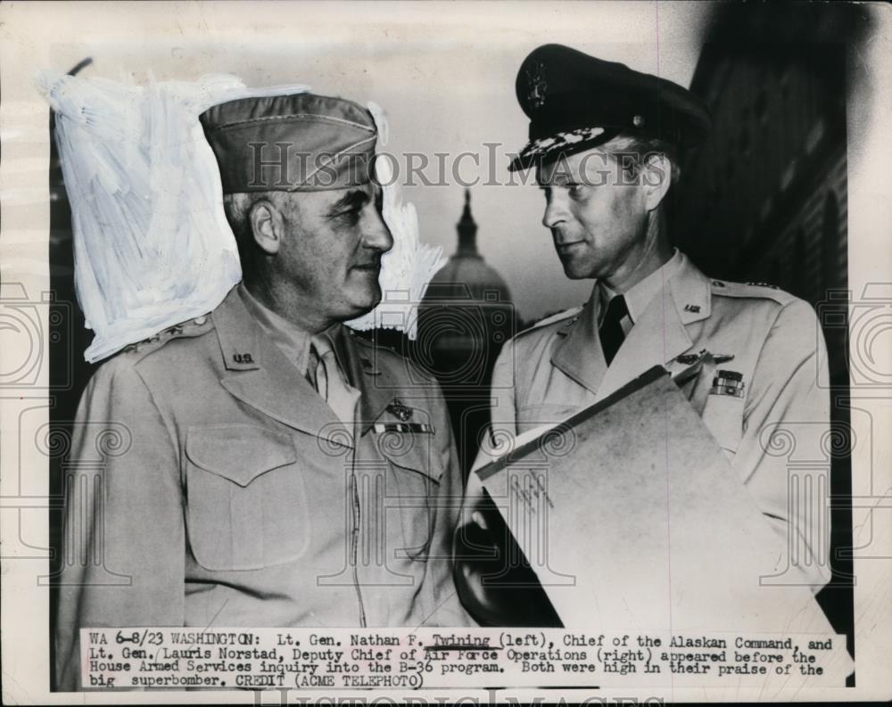 1949 Press Photo Lt Gen Nathan Twining &amp; Lt Gen Lauris Norstad in DC - neo00777 - Historic Images