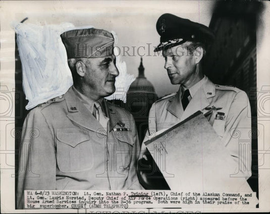 1949 Press Photo Lt Gen Nathan Twining & Lt Gen Lauris Norstad in DC - neo00777 - Historic Images