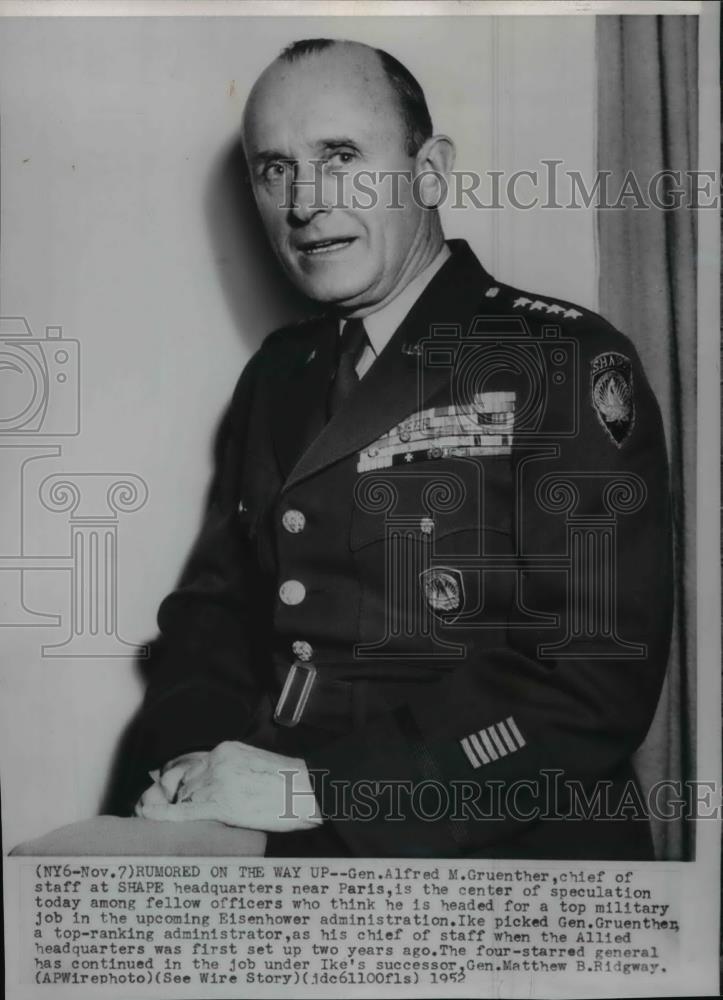 1952 Wire Photo General Alfred M. Gruenther - spw02673 - Historic Images