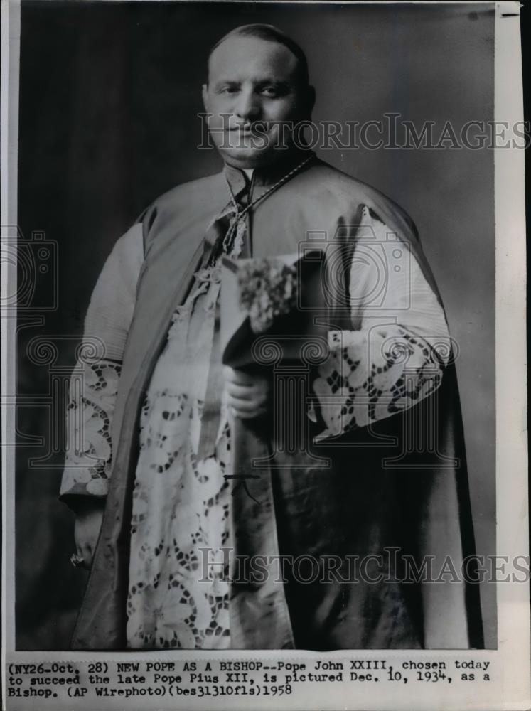 1958 Wire Photo Pope John XXIII - spw02743 - Historic Images