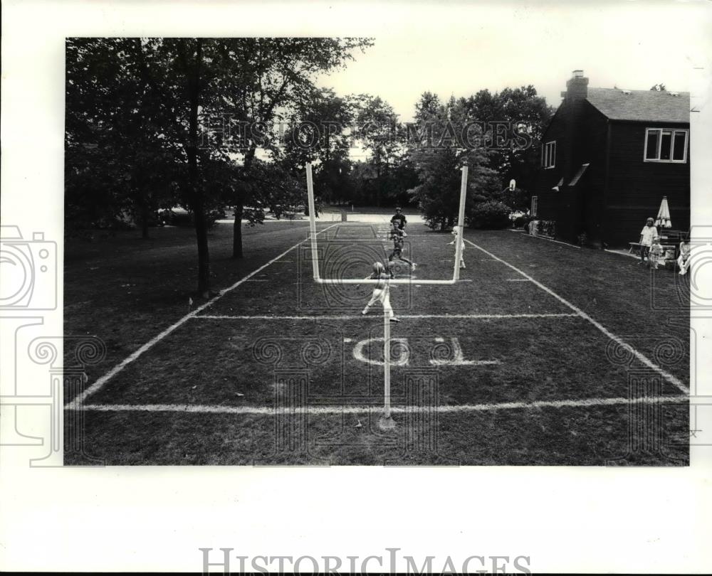 1987 Press Photo John Picklo built a football field in his backyard - cva58659 - Historic Images