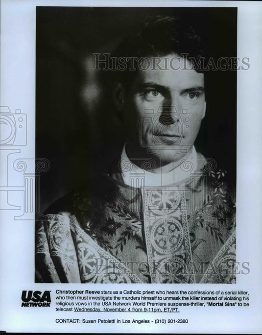 1993 Press Photo Christopher Reeves stars as Catholic Priest - cvb14408 - Historic Images