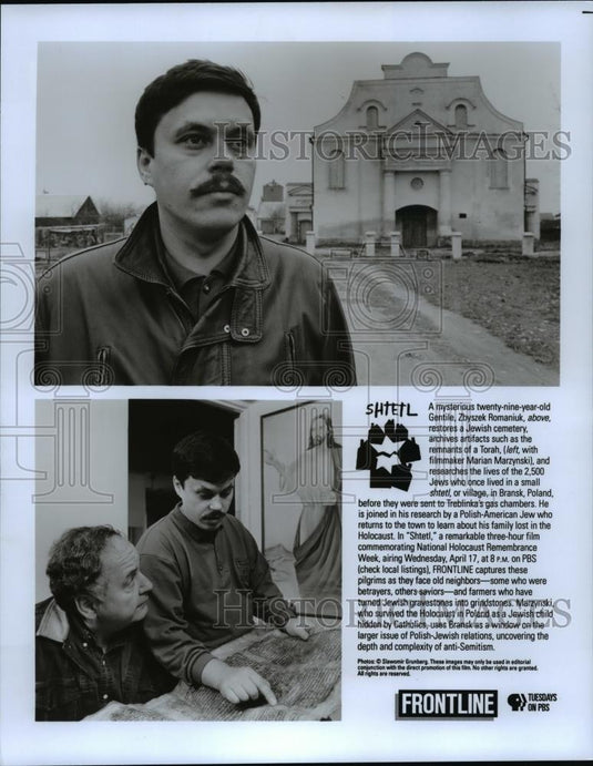 Press Photo Zoyszek Romaniuk, above, restores a Jewish Cemetery - cvb14453 - Historic Images
