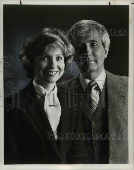 1980 Press Photo Cleveland News Team Mona Scott and Doug Adair - cvb14610 - Historic Images