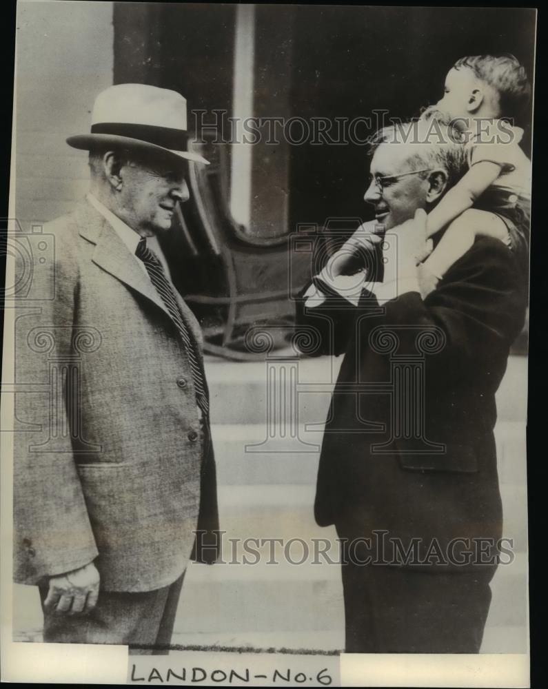 Press Photo Governor Landon with his father and his son, John Cobb Landon - Historic Images