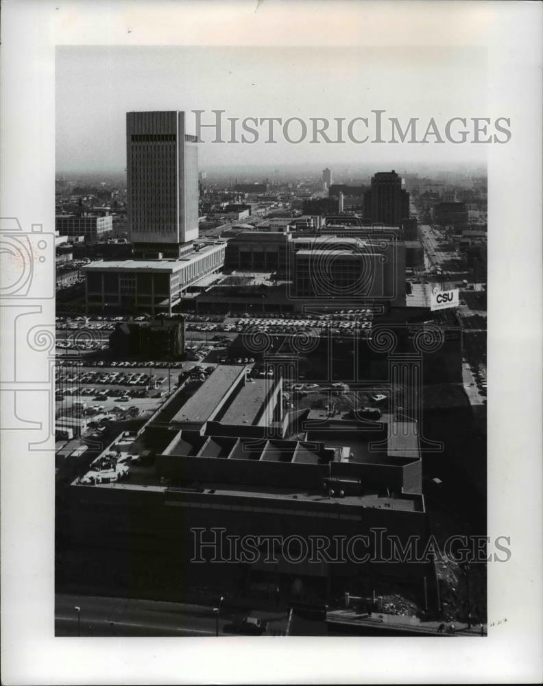 1976 Press Photo Cleveland State University&#39;s aerial view - cvb14740 - Historic Images