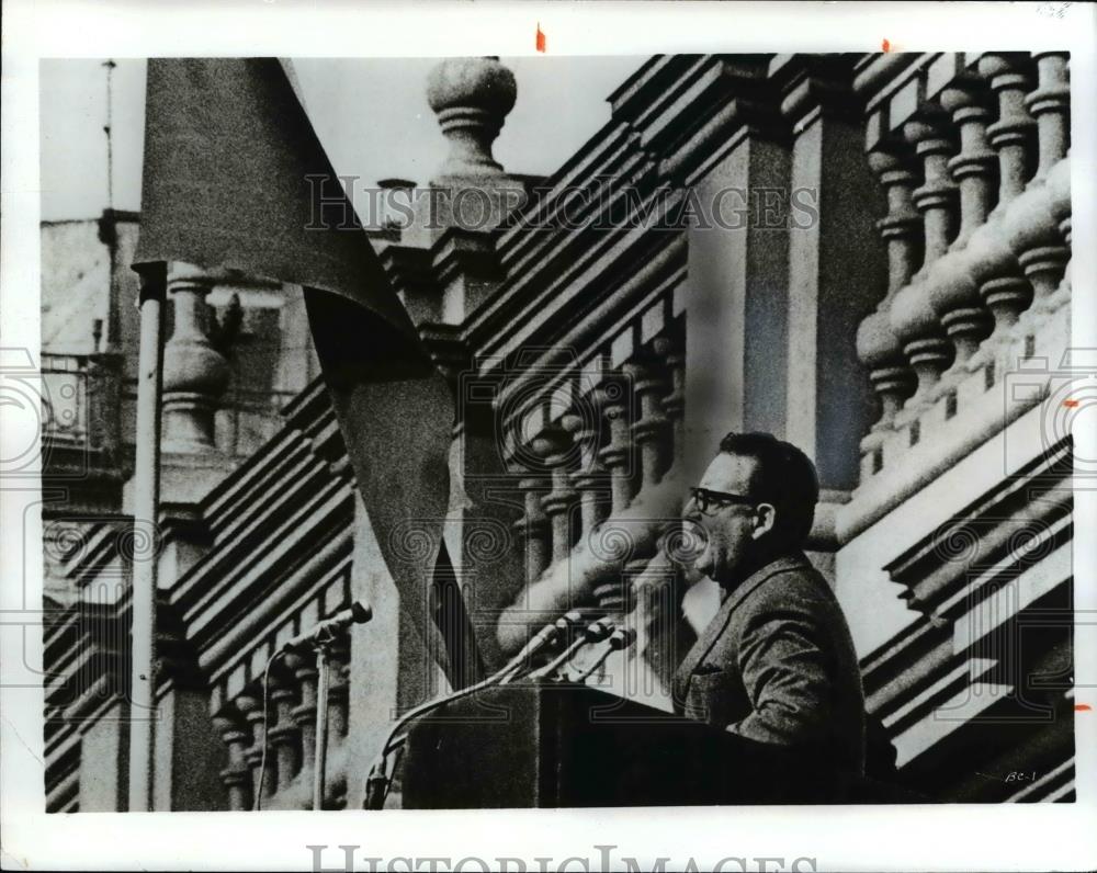 1978 Press Photo President Salvador Allende delivers a speech - Battle of Chile - Historic Images