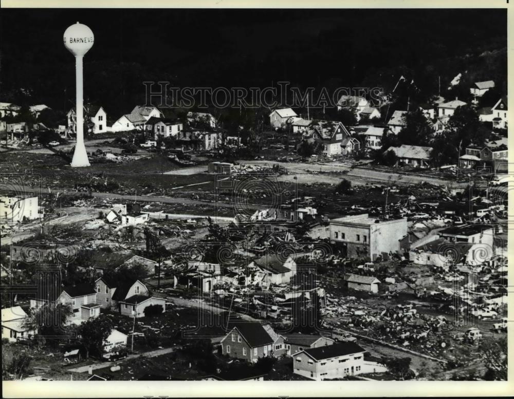 1984 Press Photo Damaged town of Barneveld, Wis. after the tornado - cvb14965 - Historic Images