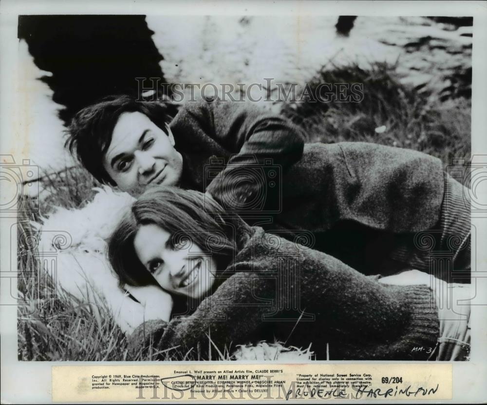 1969 Press Photo Prudence Harrington and Claude Berri in Marry Me, Marry Me film - Historic Images