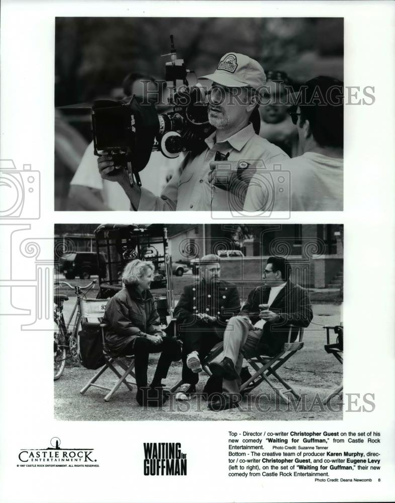 Press Photo Guest, Murphy, and Eugene Levy on the set of &quot;Waiting for Guffman&quot; - Historic Images