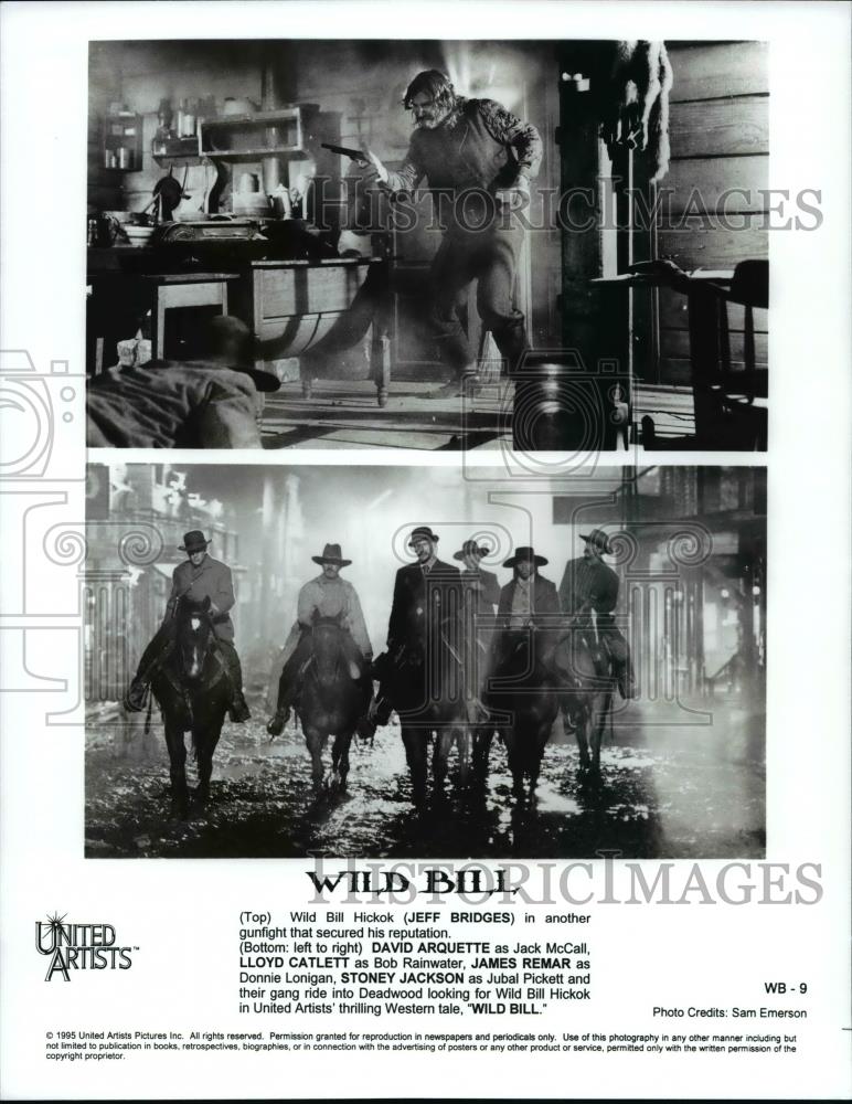 Press Photo Bridges, Arquette, Catlett, Remar, and Jackson in &quot;Wild Bill&quot; - Historic Images