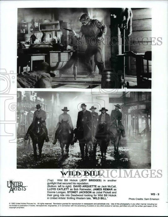 Press Photo Bridges, Arquette, Catlett, Remar, and Jackson in "Wild Bill" - Historic Images