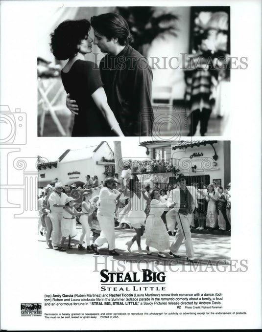 Press Photo Andy Garcia & Rachel Ticotin Stars in "Steal Big, Steal Little" - Historic Images