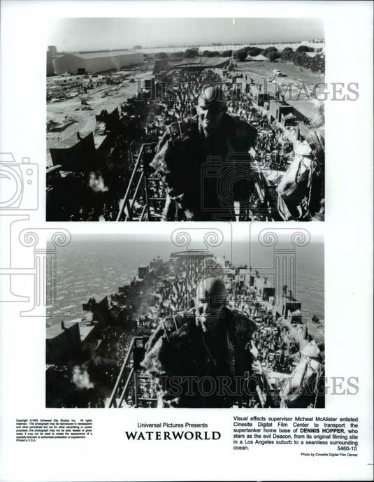 Press Photo Dennis Hopper Stars as the Evil Deacon in the Movie "Waterworld" - Historic Images