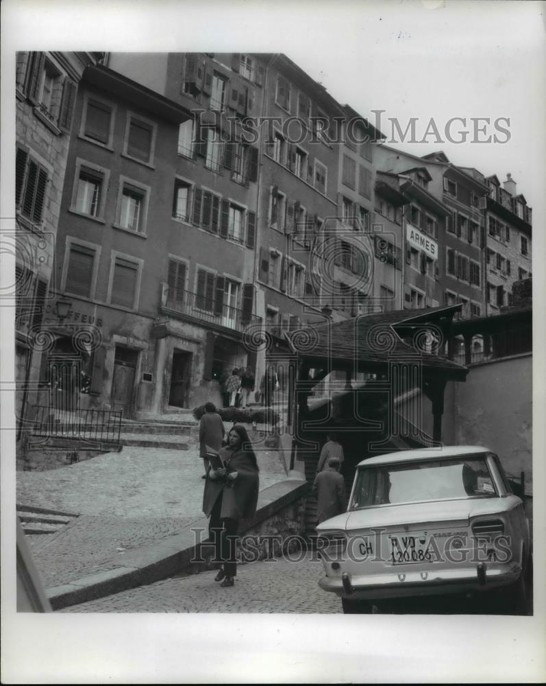 1972 Press Photo Escalier du Marche, oldest street in Lausanne, Switzerland - Historic Images