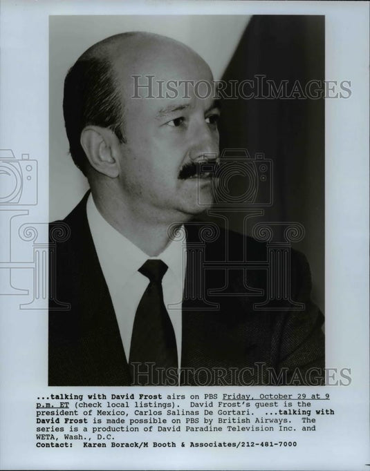 Press Photo Talking with David Frost with guest President Carlos De Gortari - Historic Images