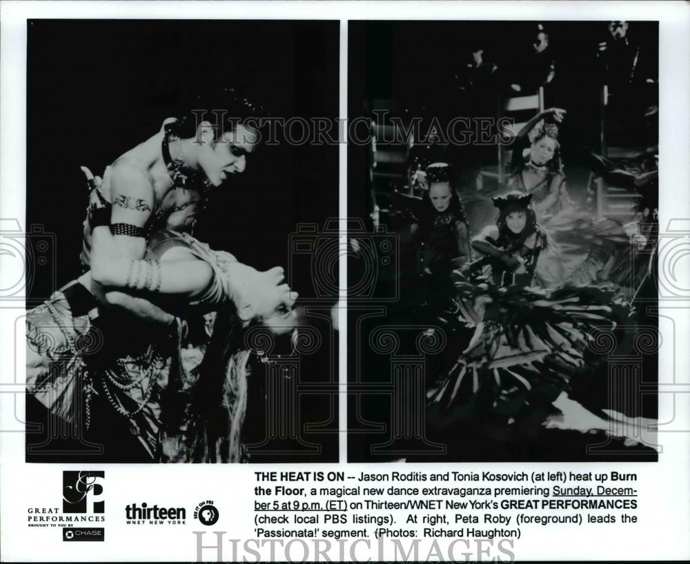 Press Photo Jason Roditis and Tonia Kosovic in a scene from the Burn The Floor - Historic Images
