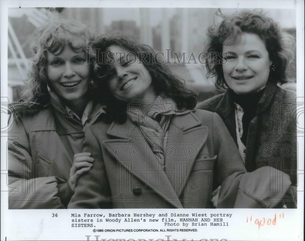 1987 Press Photo Mia Farrow Barbara Hershey Dianne Wiest Hannah and Her Sisters - Historic Images