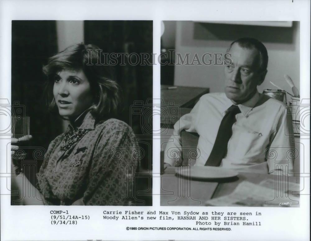 1989 Press Photo Carrie Fisher and Max Von Sydow Hannah and Her Sisters - Historic Images