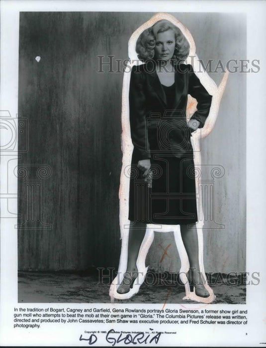 1980 Press Photo Gena Rowlands in Gloria By John Cassantes - cvp09638 - Historic Images