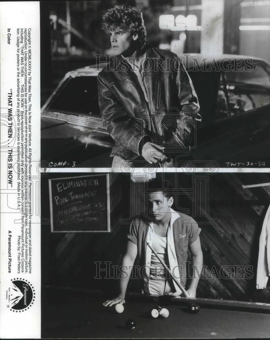 1985 Press Photo Emilio Estevez Craig Sheffer Kim Deleney That Was Then This Is - Historic Images
