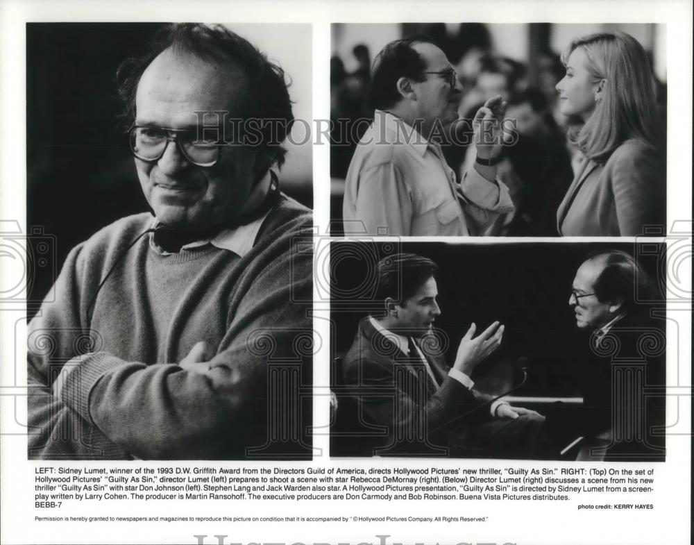 1994 Press Photo Guilty As Sin Director Lumet Rebecca Delaney Don Johnson - Historic Images